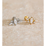 Shiny Cubic Zirconia Flat Back Earring – Waterproof 18K Gold Plated Earring | Ezra Gems