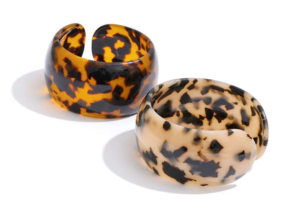Leopard Print Resin Cuff Bracelet – Waterproof 18K Gold Plated Bracelet | Ezra Gems