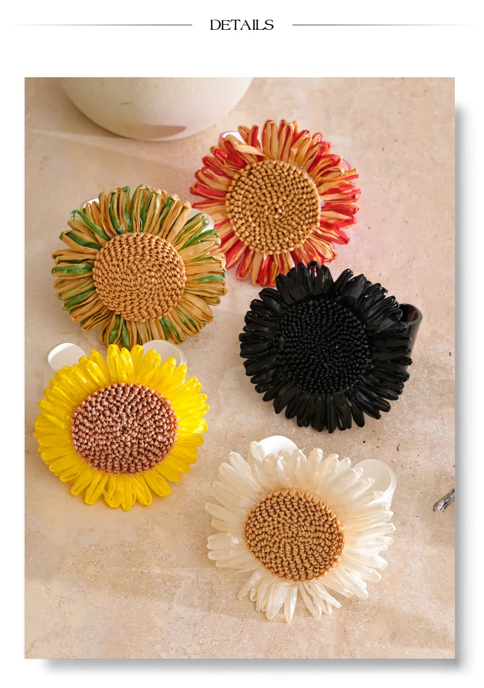Sunflower Resin Cuff Bangle Bracelet – Waterproof 18K Gold Plated Bracelet | Ezra Gems