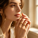 Wave Pattern Plain Band Ring – Waterproof 18K Gold Plated Ring | Ezra Gems