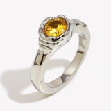 Champagne Zircon Thin Band Ring – Waterproof 18K Gold Plated Ring | Ezra Gems