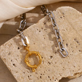 Two-Tone Spring Buckle Chain Necklace – Waterproof 18K Gold Plated Necklace | Ezra Gems