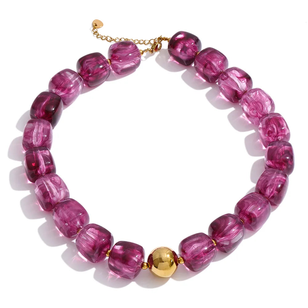 Acrylic Square Beads Chain Necklace