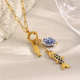 Sun Bee Fish Charm Necklace – Waterproof 18K Gold Plated Necklace | Ezra Gems