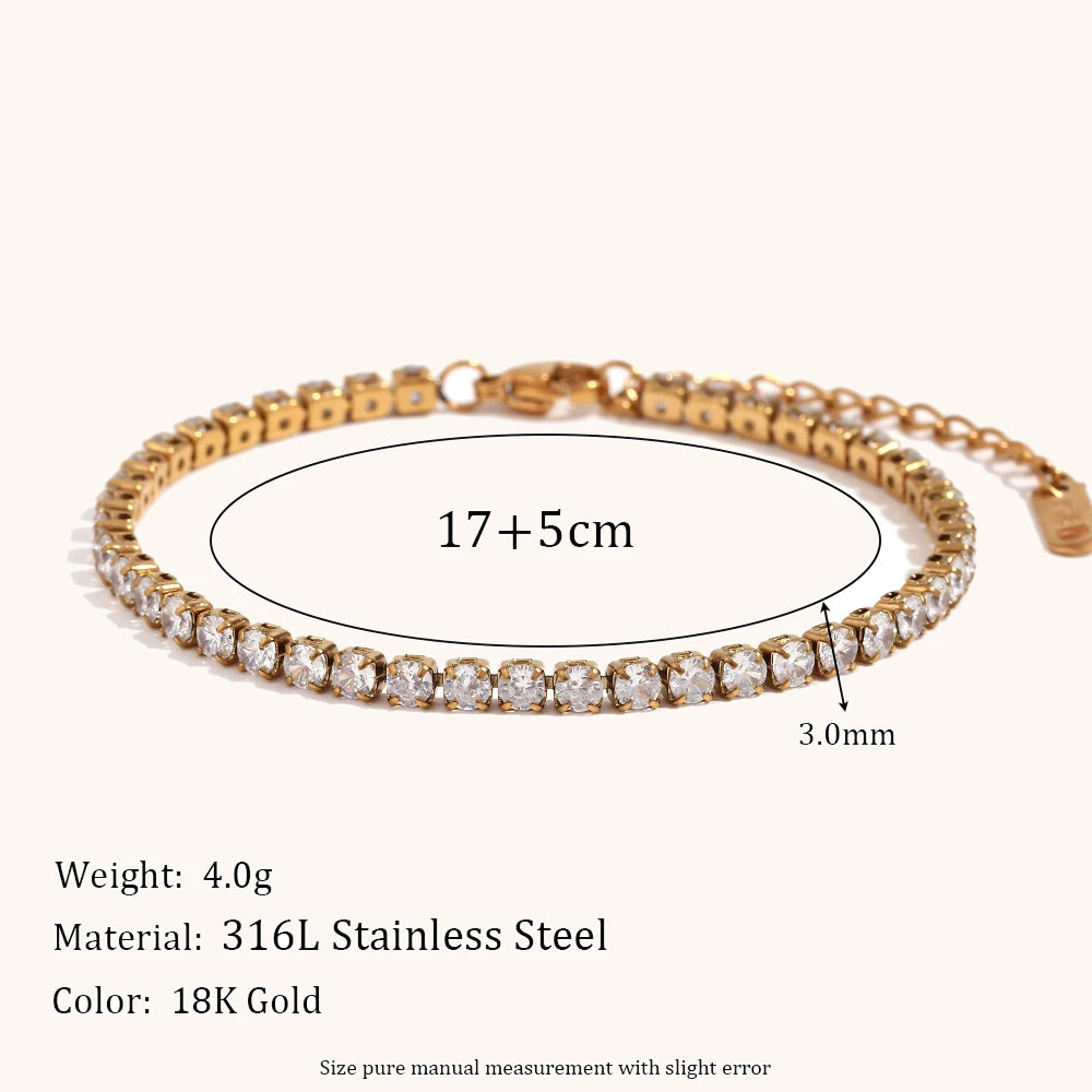 AAA Zircon Tennis Jewelry – Waterproof 18K Gold Plated Necklace and Bracelet | Ezra Gems