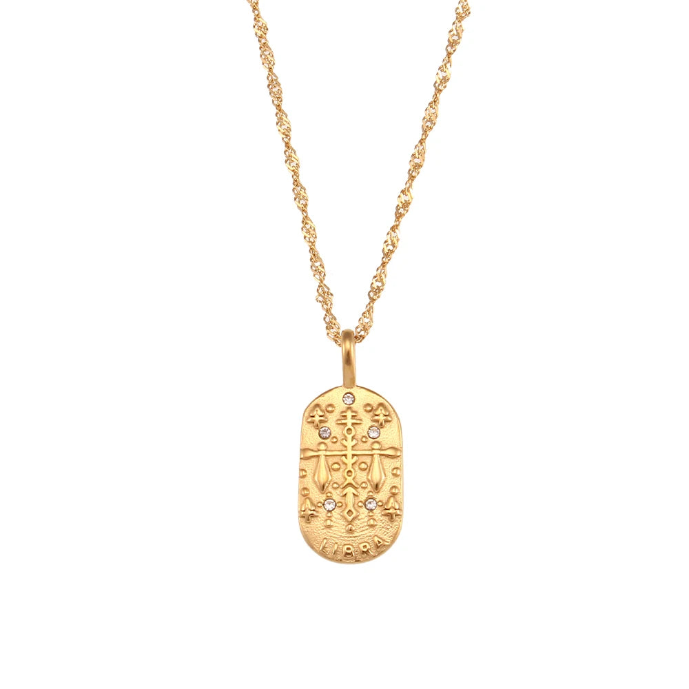 Constellation Square Pendant Necklace – Waterproof 18K Gold Plated Necklace | Ezra Gems