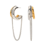 Two-Tone Chain Drape Cuff Earrings – Waterproof 18K Gold Plated Earrings | Ezra Gems