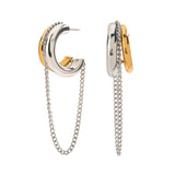 Two-Tone Chain Drape Cuff Earrings – Waterproof 18K Gold Plated Earrings | Ezra Gems