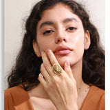 Resin Pearl Portrait Oval Ring