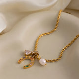 Crystal Horseshoe Pendant Necklace