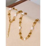 Natural Pearl Gold Knots Necklace and Bracelet Set