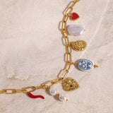 Conch Heart Porcelain Chili Pendant Necklace