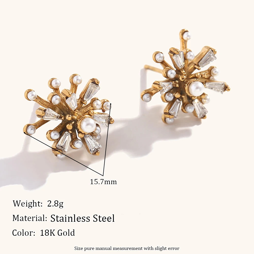 Hiphop Pearl Zircon Earrings – Waterproof 18K Gold Plated Earrings | Ezra Gems