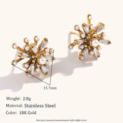 Hiphop Pearl Zircon Earrings – Waterproof 18K Gold Plated Earrings | Ezra Gems