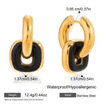 Enamel Double Ring Drop Earrings – Waterproof 18K Gold Plated Earrings | Ezra Gems