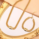 Double D Chain Necklace & Bracelet Set