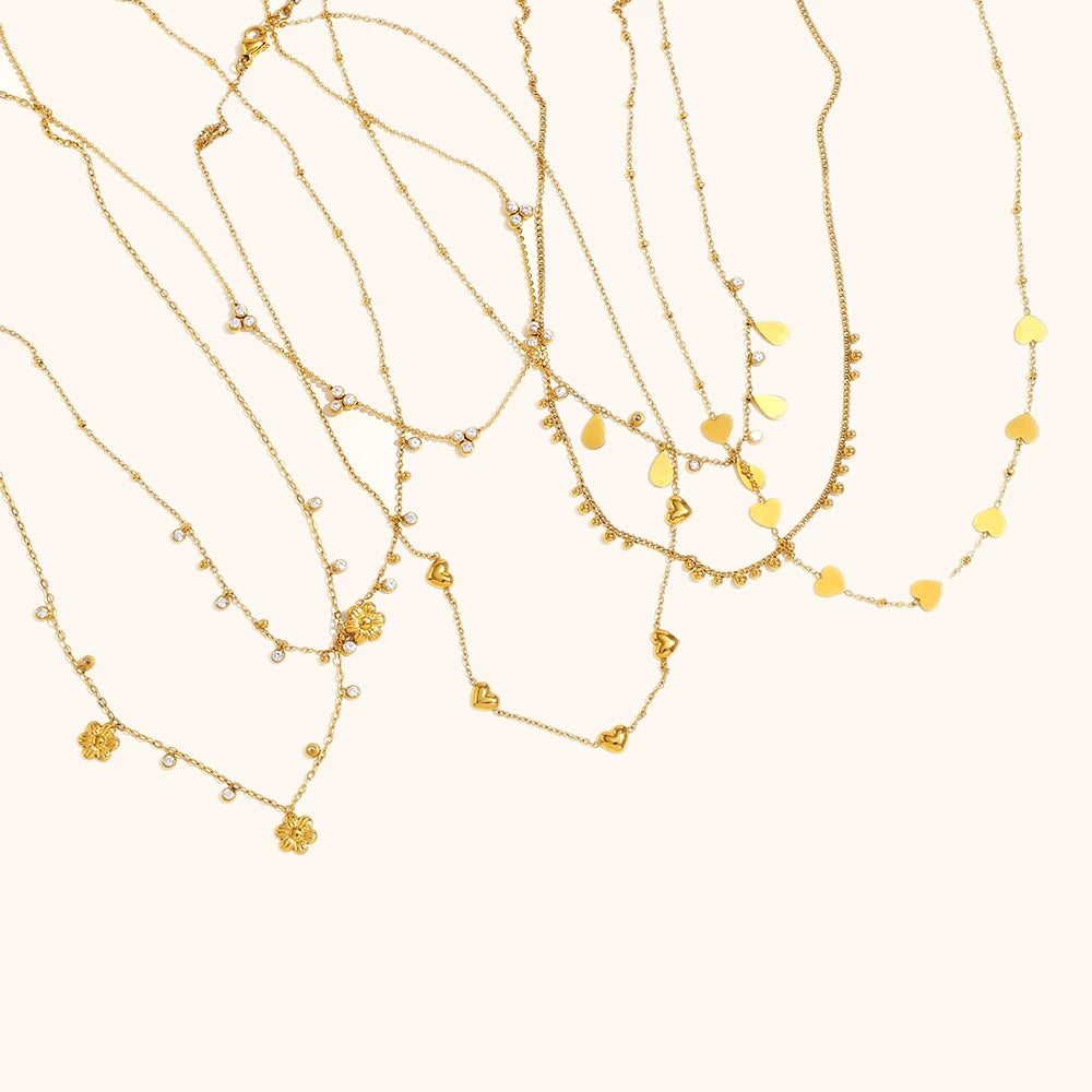 Zircon Butterfly Flower Pendant Necklace – Waterproof 18K Gold Plated Necklace | Ezra Gems