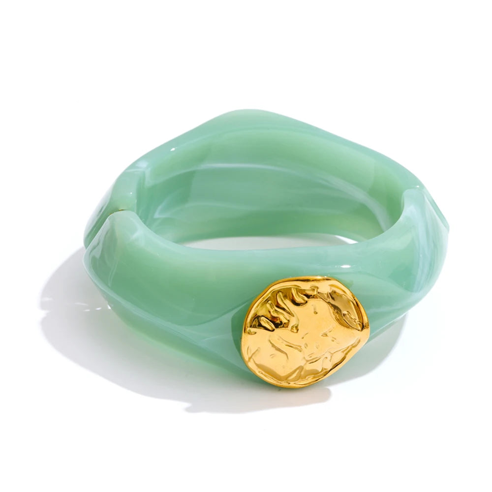 Colorful resin bangle in brown — bold hypoallergenic jewelry by Ezra Gems