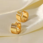 Ribbed Wide Huggie Hoop Earrings – Waterproof 18K Gold Plated Earrings | Ezra Gems