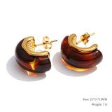 Multi-Color Resin Round & Square Geometric Earrings