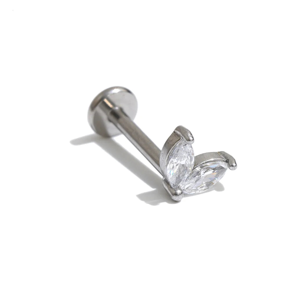 Zirconia Helix Flat Back Earring – Waterproof 18K Gold Plated Earring | Ezra Gems