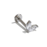 Zirconia Helix Flat Back Earring – Waterproof 18K Gold Plated Earring | Ezra Gems