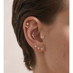 Zircon Helix Flat Back Cartilage Earring – Waterproof 18K Gold Plated Earring | Ezra Gems