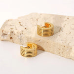 Ribbed Wide Huggie Hoop Earrings – Waterproof 18K Gold Plated Earrings | Ezra Gems