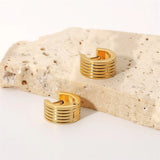 Ribbed Wide Huggie Hoop Earrings – Waterproof 18K Gold Plated Earrings | Ezra Gems