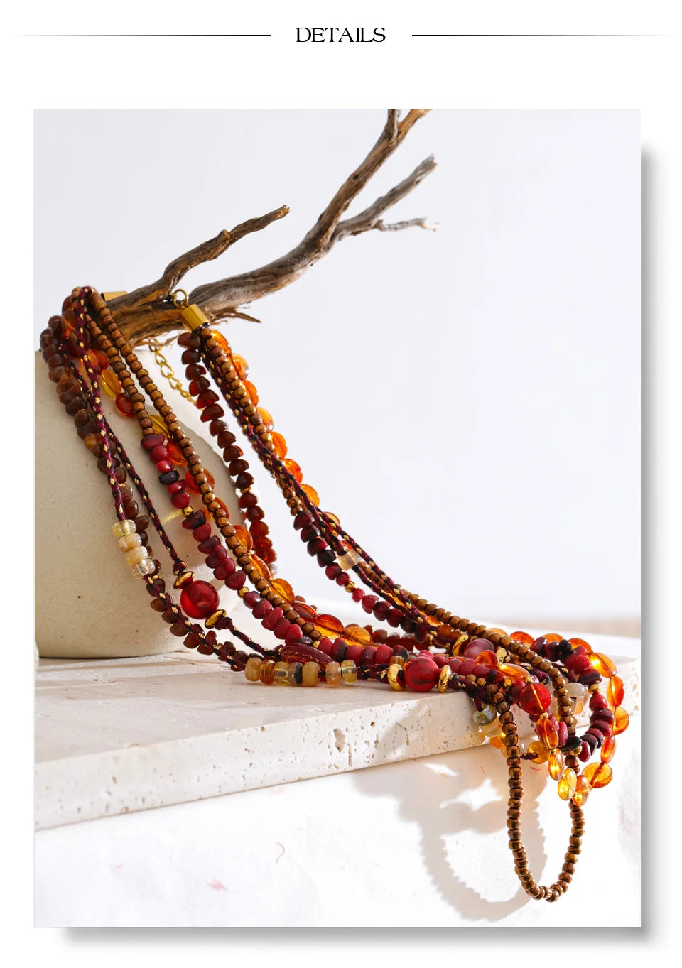 Layered Resin Bead Bib Necklace – Waterproof 18K Gold Plated Necklace | Ezra Gems