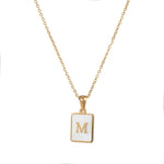 Mother of Pearl Initial Necklace – Waterproof 18K Gold Plated Necklace | Ezra Gems