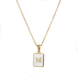 Mother of Pearl Initial Necklace – Waterproof 18K Gold Plated Necklace | Ezra Gems