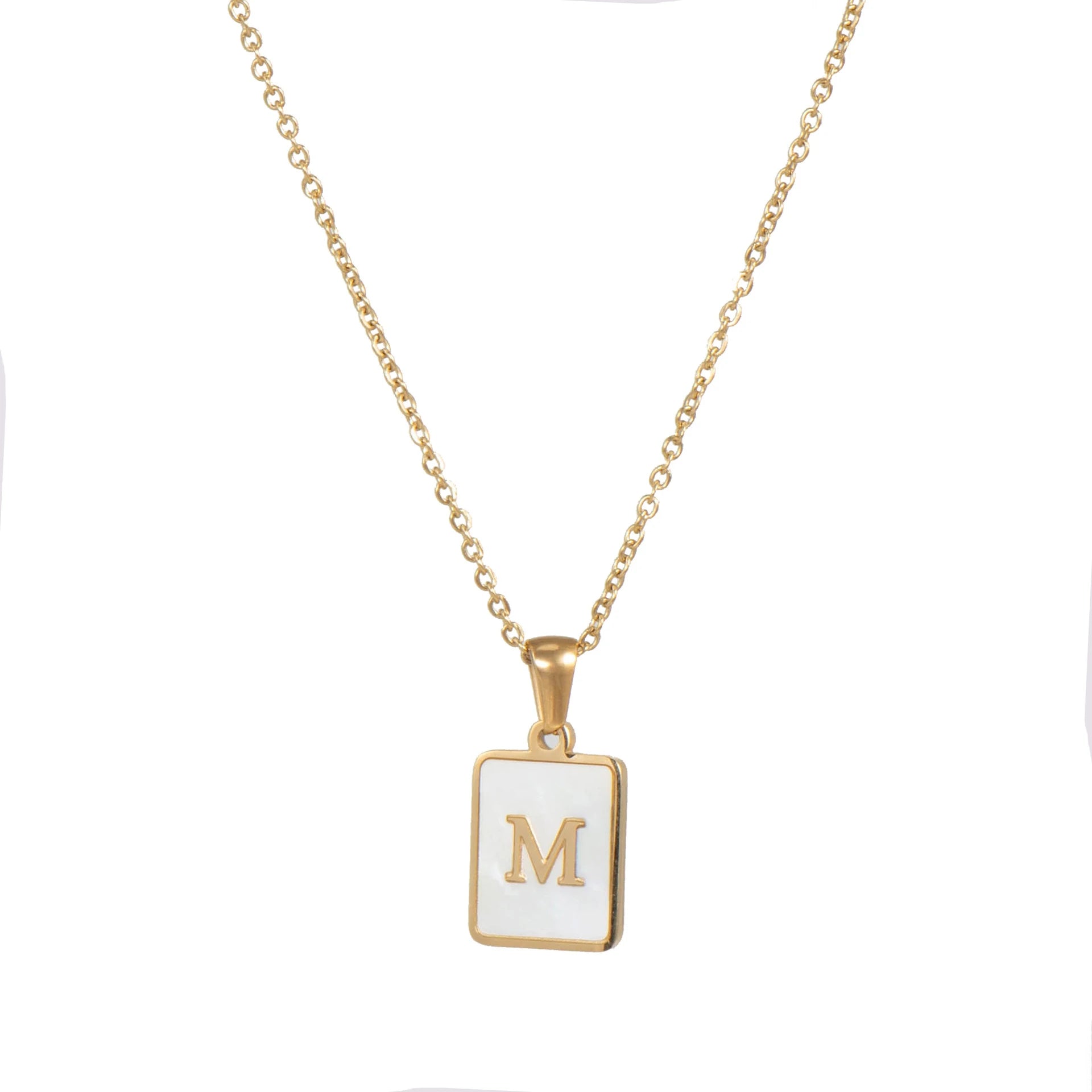 Mother of Pearl Initial Necklace – Waterproof 18K Gold Plated Necklace | Ezra Gems