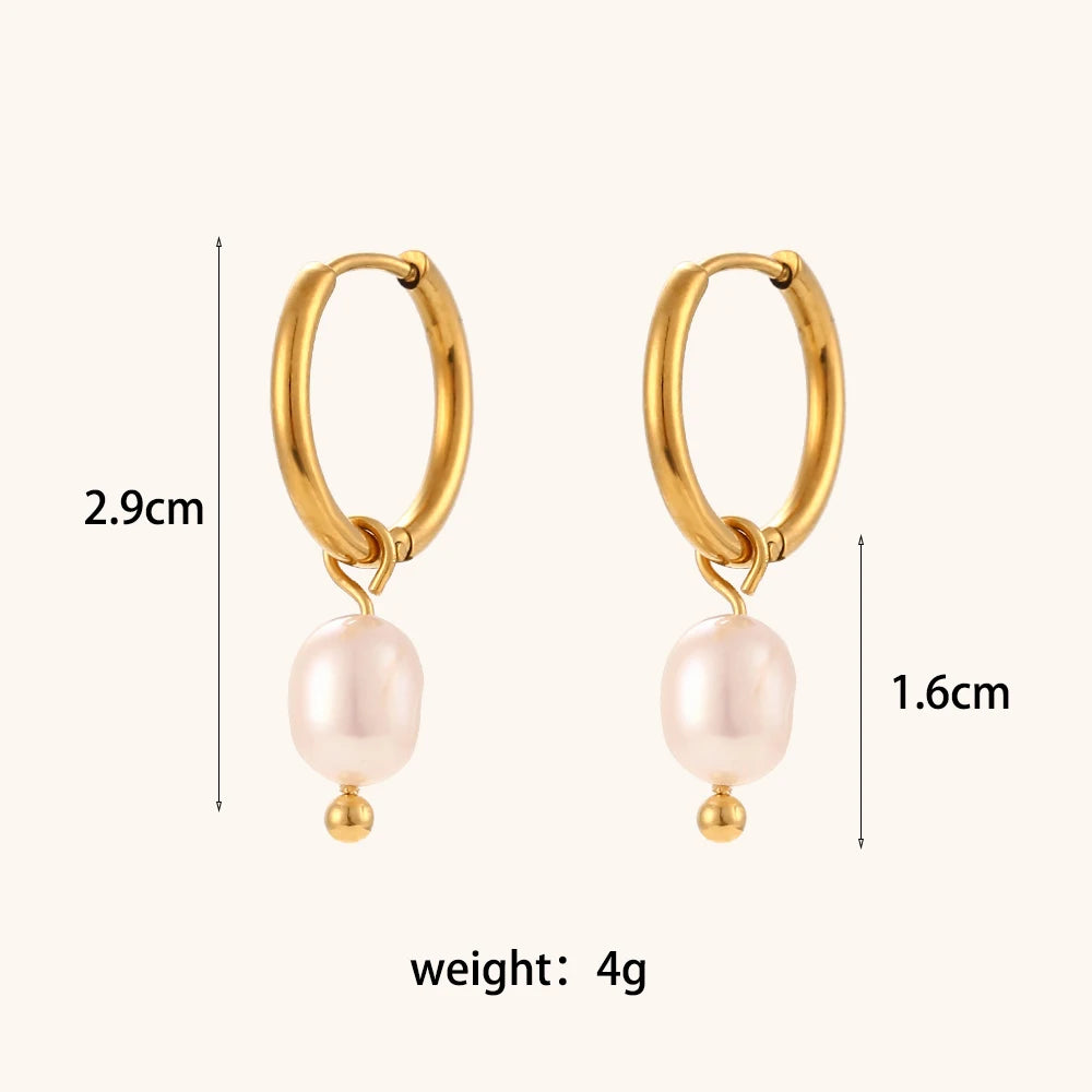 Freshwater Pearl Hoop Earrings – Waterproof 18K Gold Plated Earrings | Ezra Gems