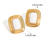 Retro Agate Geometric Stud Earrings