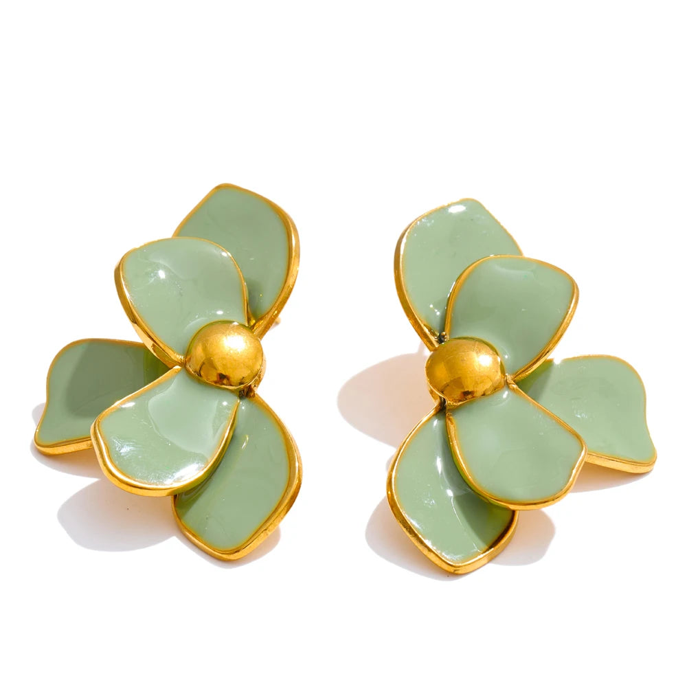 Flower Enamel Stud Earrings