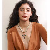 Glass Cross Pendant Necklace