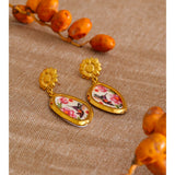 Acrylic Flower & Bird Drop Earrings