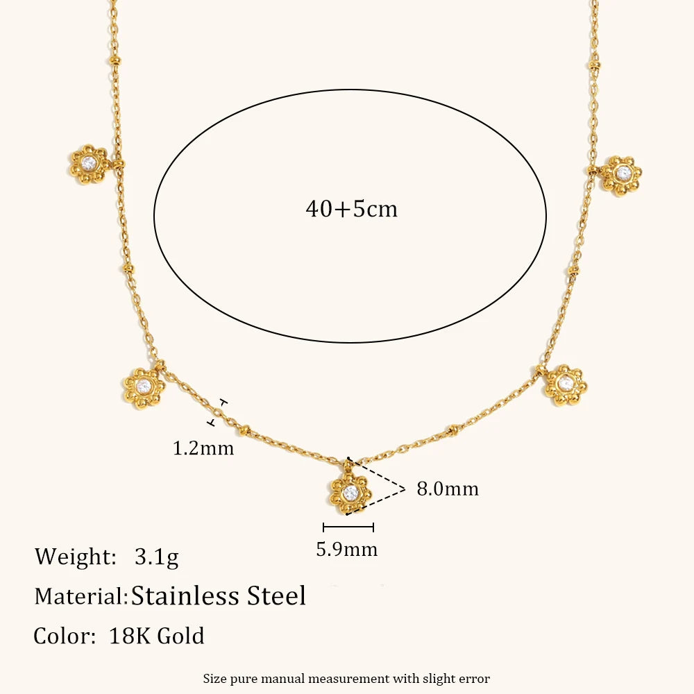 Zircon Butterfly Flower Pendant Necklace – Waterproof 18K Gold Plated Necklace | Ezra Gems