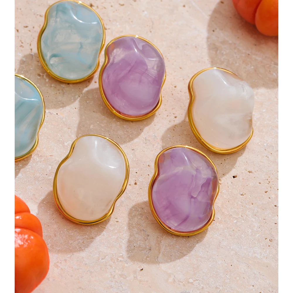 Pastel Candy Resin Stud Earrings – Waterproof 18K Gold Plated Earrings | Ezra Gems
