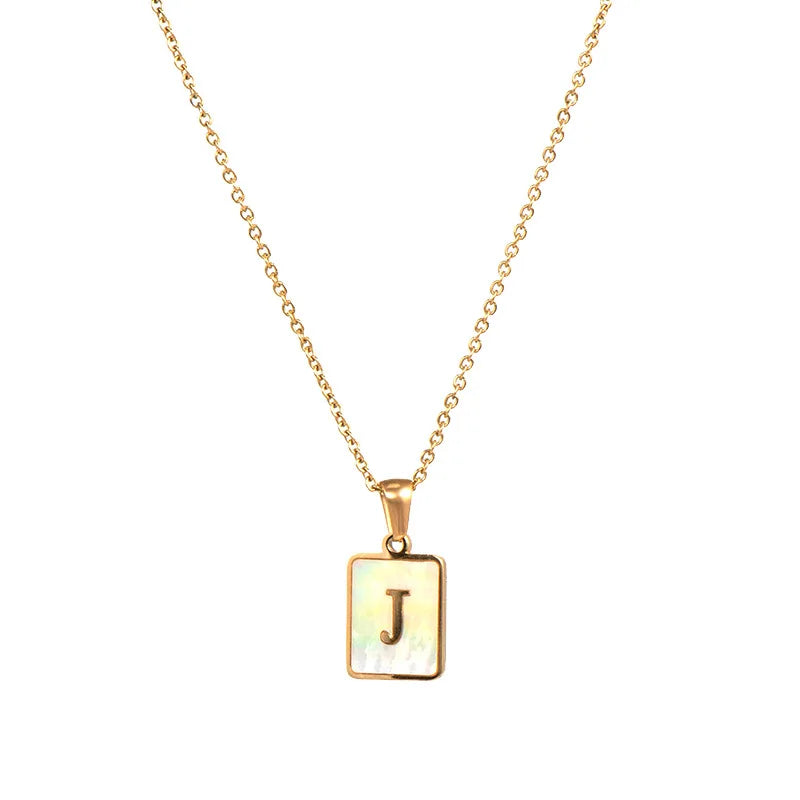 Mother of Pearl Initial Necklace – Waterproof 18K Gold Plated Necklace | Ezra Gems