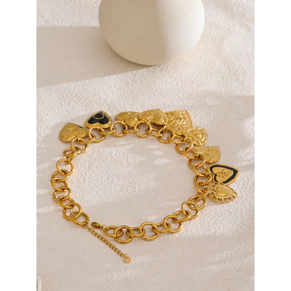 Heart Charm Pendant Necklace – Waterproof 18K Gold Plated Necklace | Ezra Gems