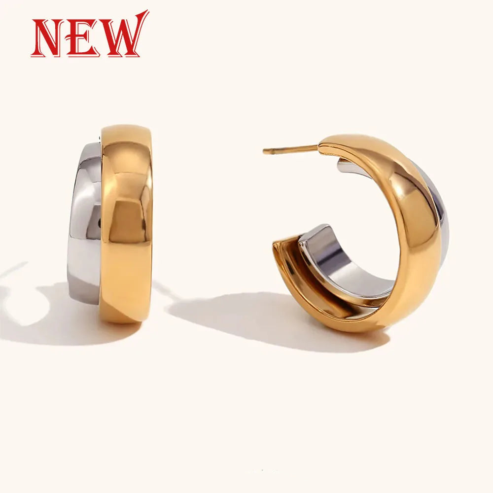 Mini Wrap Line C Hoop Earrings – Waterproof 18K Gold Plated Earrings | Ezra Gems