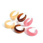C Shape Resin Statement Stud Earrings – Waterproof 18K Gold Plated Earrings | Ezra Gems