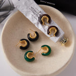 C Shape Resin Stud Earrings – Waterproof 18K Gold Plated Earrings | Ezra Gems