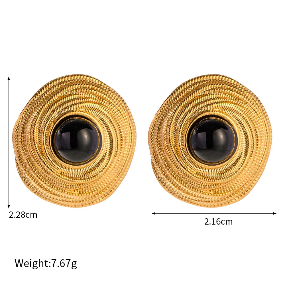 Black Stone Statement Earrings