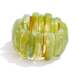 Wide Acrylic Resin Stretch Bangle – Waterproof 18K Gold Plated Bracelet | Ezra Gems
