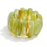 Wide Acrylic Resin Stretch Bangle – Waterproof 18K Gold Plated Bracelet | Ezra Gems