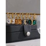 CZ Square Drop Earrings