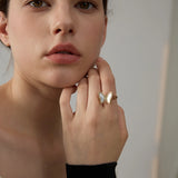 Butterfly Shell Ring - Natural Inlay Design